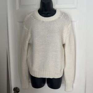 White + Warren Classic Cream white Crew Neck Sweater size Small
